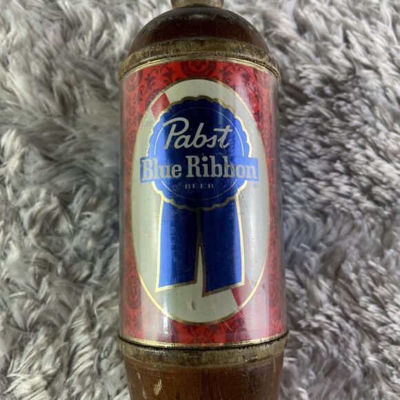 Vintage Pabst Blue Ribbon PBR Tap Handle Wooden Red Banner Beer Brewing Man Cave - Picture 2 of 12